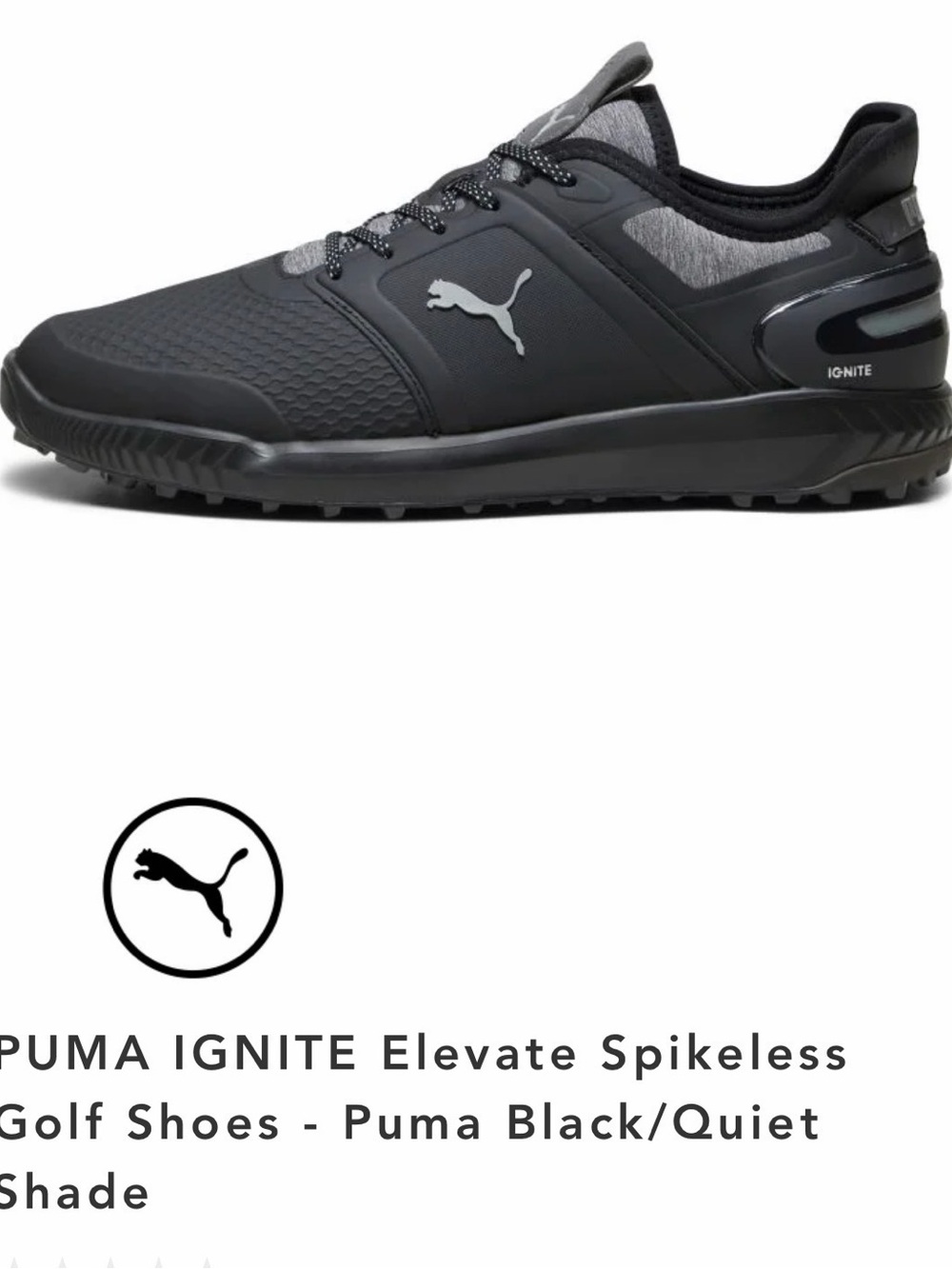 Puma IGNITE Elevate Spike-less Golf Shoe - Black/Grey Accents